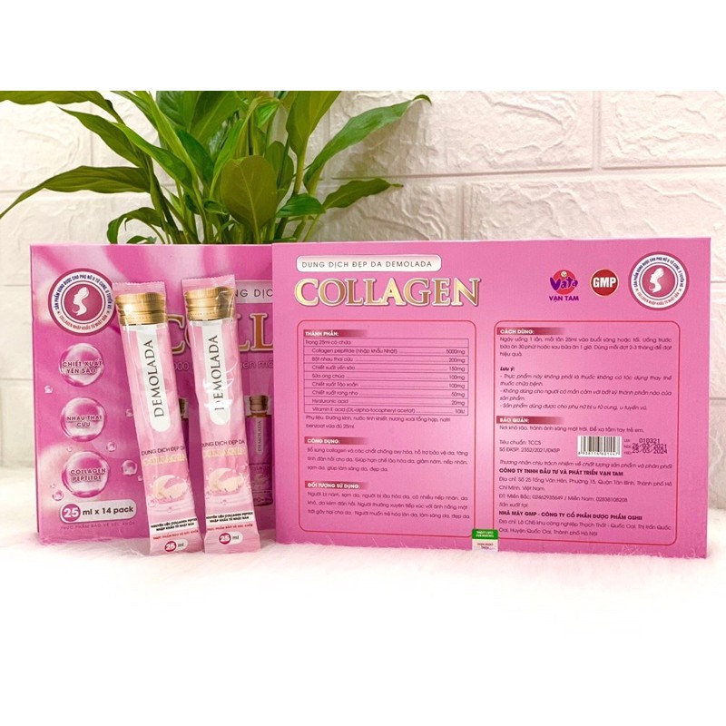 Dung dịch Demolada Collagen nước uống đẹp da, hỗ trợ bảo vệ da, giảm sạm nám da, nếp nhăn, giúp sáng da, chống lão hóa | Thế Giới Skin Care
