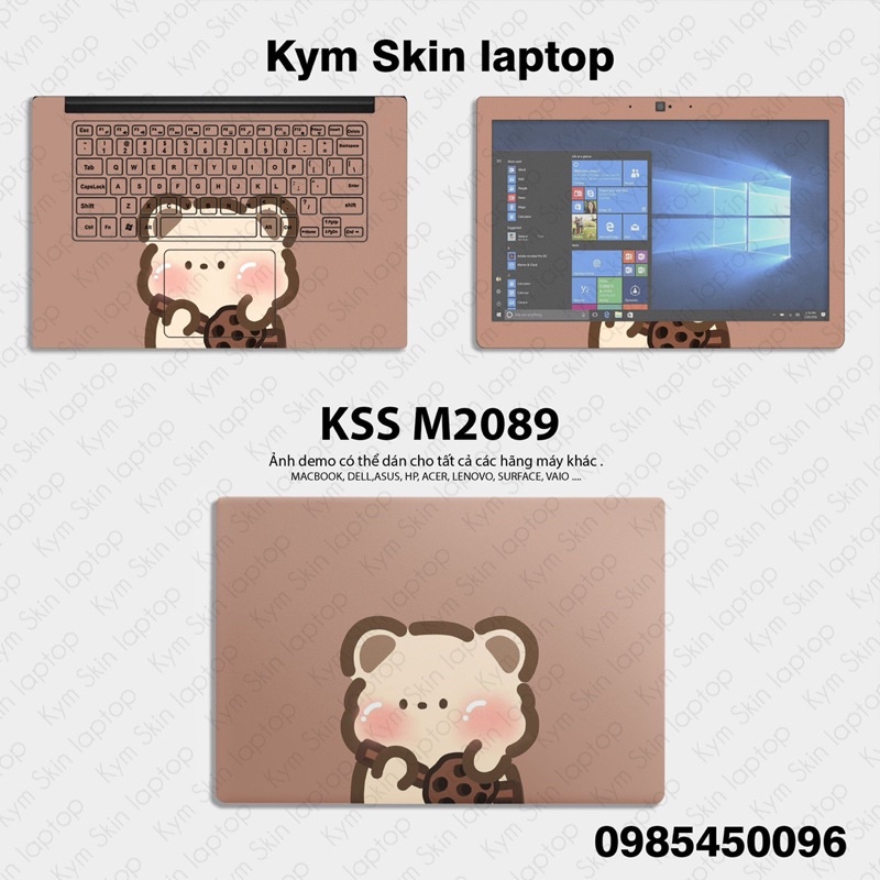 Skin Dán Laptop Mẫu Gấu Nâu Nhỏ Xinh