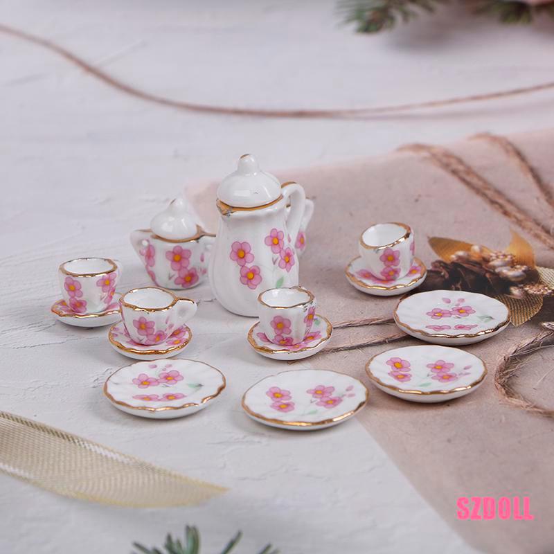 Bộ Ấm Tách Trà Bằng Gốm Mini Dành Cho Nhà Búp Bê