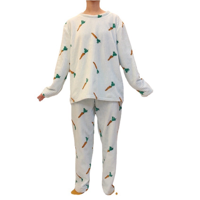 Bộ Đồ Ngủ Tay Dài Giữ Ấm Mùa Thu Đông Cho Nữ