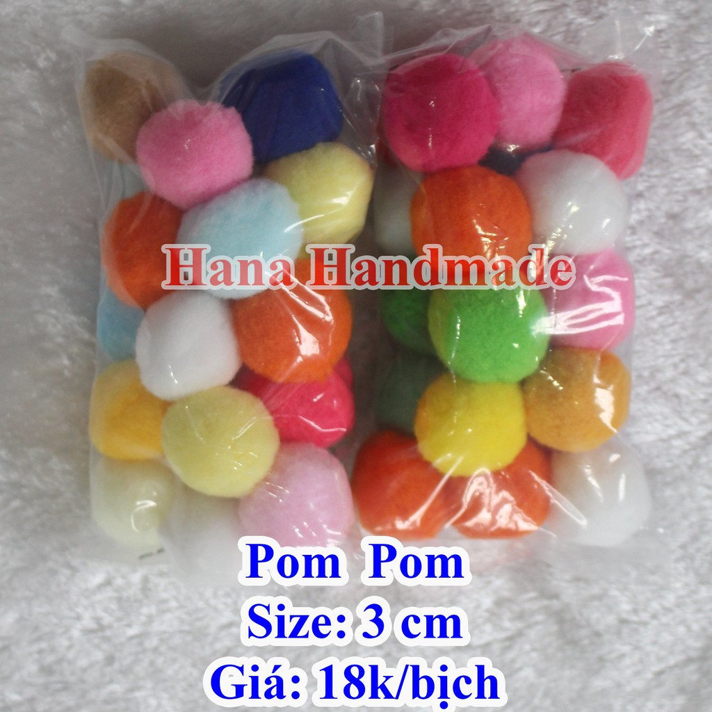 Pom pom 3cm 18k/20c màu ngẫu nhiên