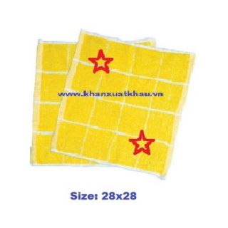Khăn mầm non 4 ô vàng in kí hiệu