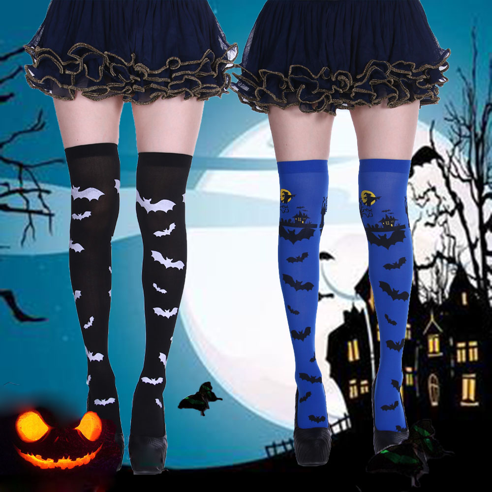 Vớ Ống Dài In Họa Tiết Lá Bài Poker / Dơi Hóa Trang Halloween