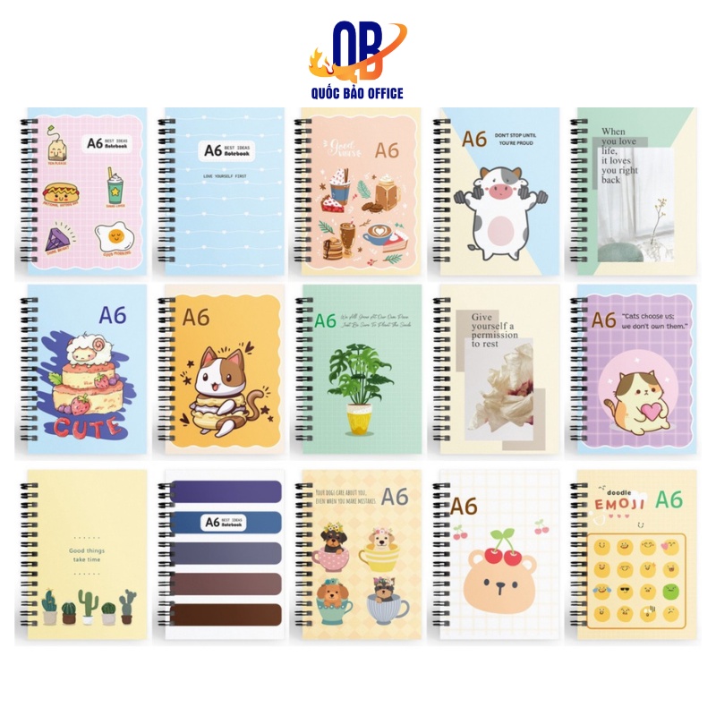 Sổ tay lò xo kép A6 Minh Châu - sổ lò xo tiện lợi nhiều mẫu 200 trang - 1 quyển 862