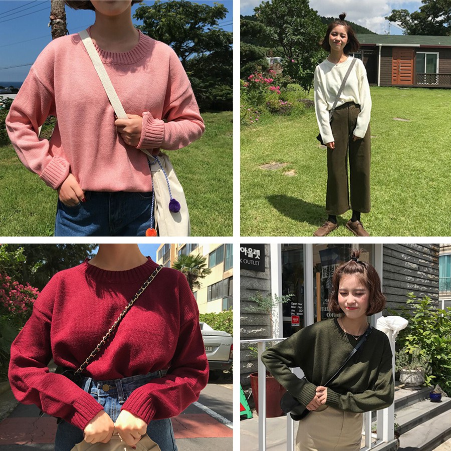 Áo Len Cổ Tròn Màu Trơn 20631 | BigBuy360 - bigbuy360.vn