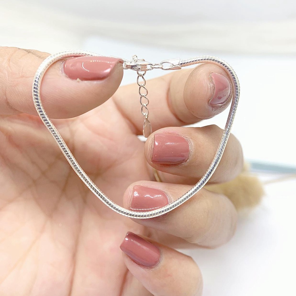 Lắc tay bạc nữ PANSY - Lắc tay thuôn dây mì chắc chắn cho người lớn và trẻ em