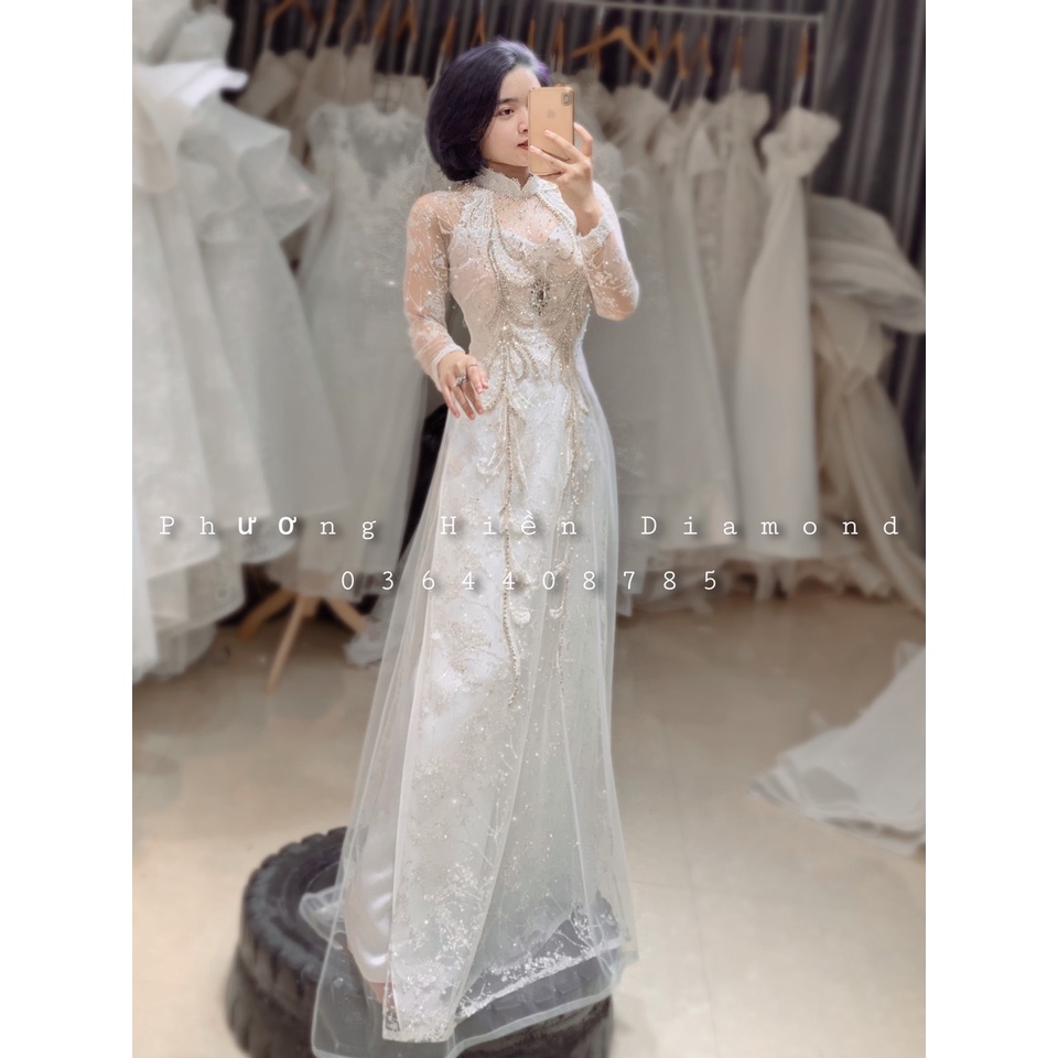 Áo dài cô dâu đính đá siêu xinh