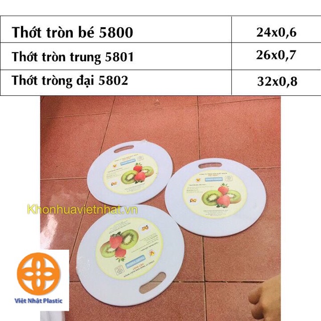 { HÀNG CAO CẤP} Thớt nhựa tròn Việt Nhật 3 size kháng khuẩn bền đẹp (MS:5800/5801/5802)