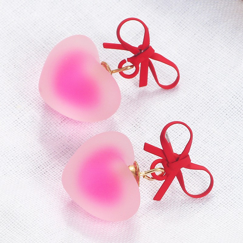 Hoa tai bông tai Hàn Quốc trái tim hồng nhỏ xinh xắn E1472 thời trang