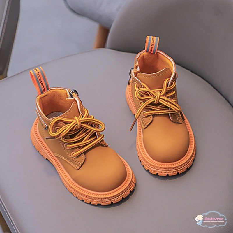 Giày Bốt Martin Màu Vàng Có Khóa Kéo Bên Hông Cho Bé Gái