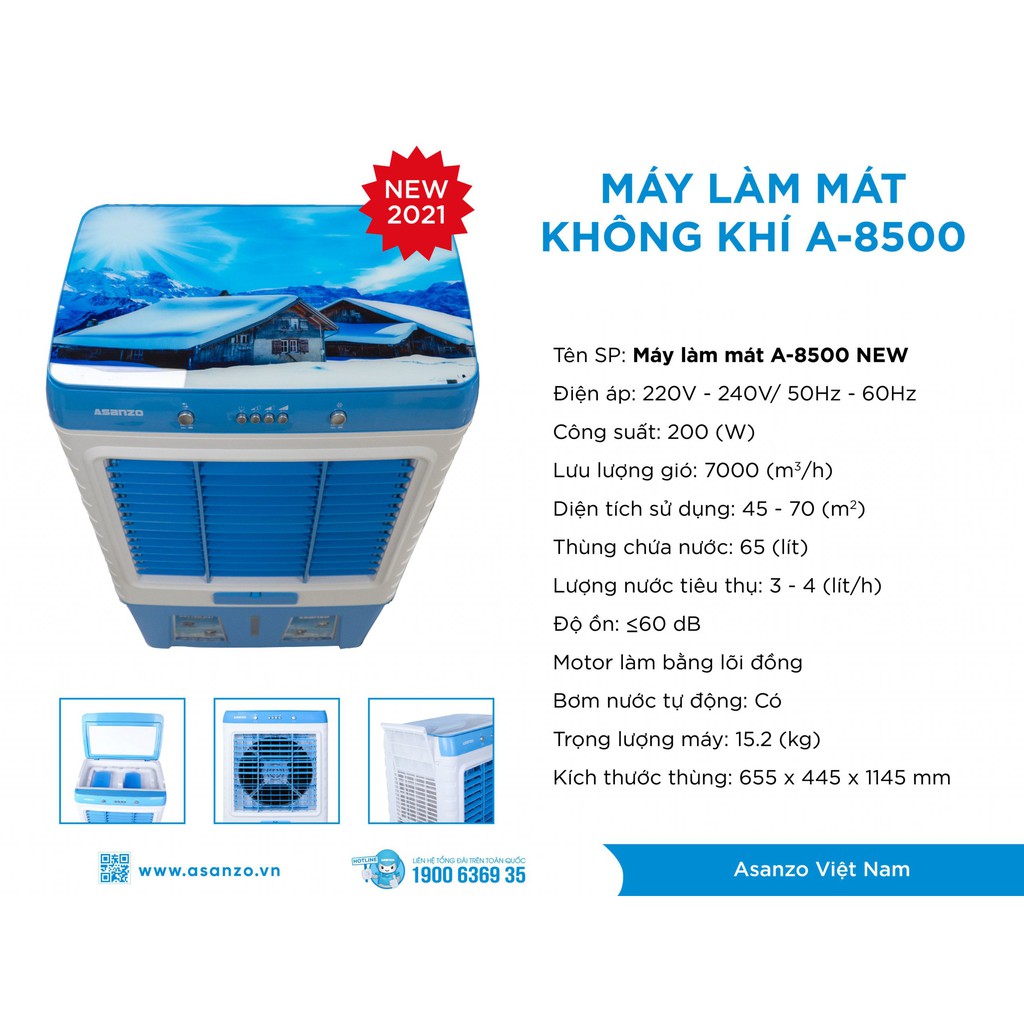 Máy làm mát  Asanzo A-8500 NEW 2021 (65 lít)