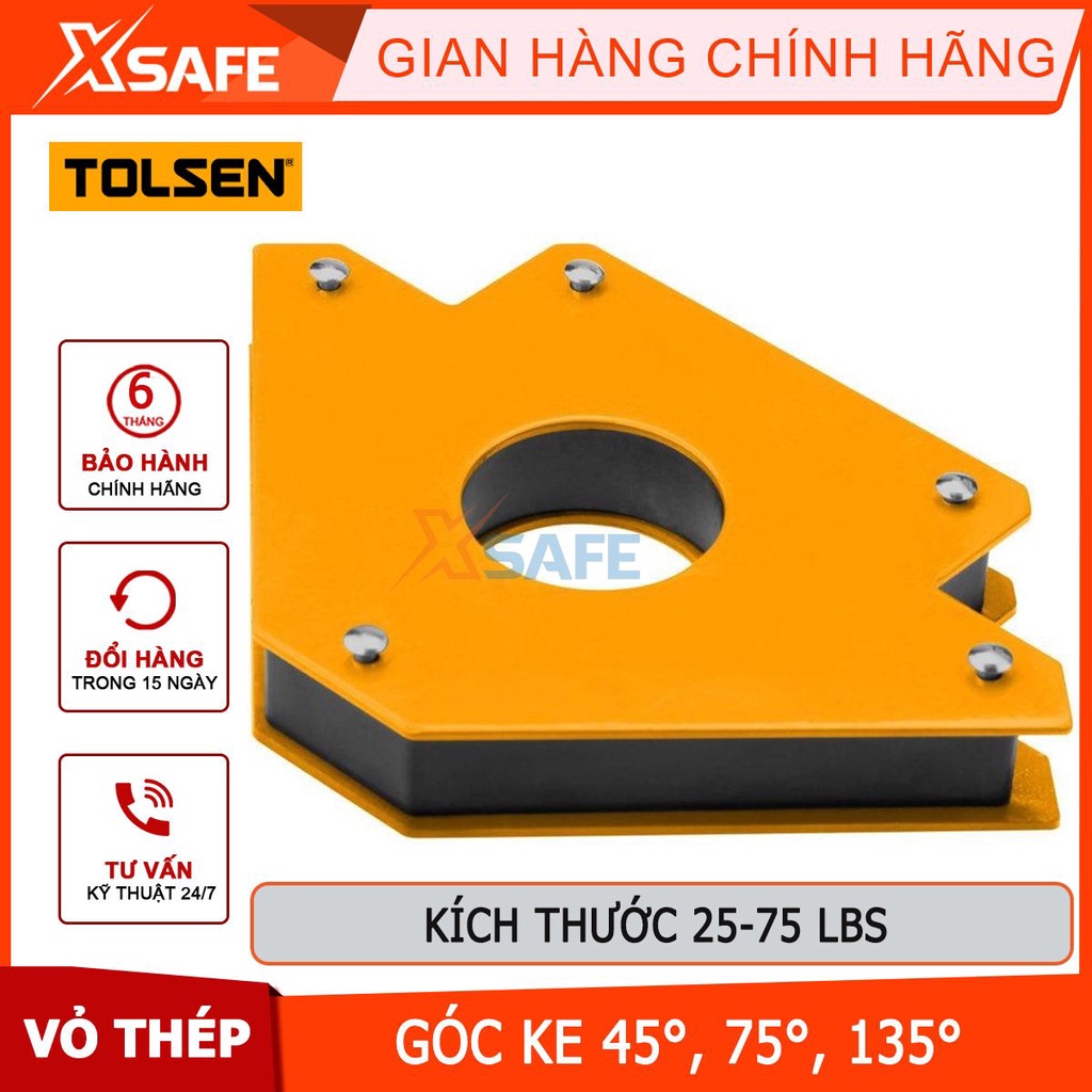 Ke góc nam châm 25LBS 50LBS 75LBS TOLSEN, ke góc hàn 3 góc định hình góc vuông 90° khi hàn, định hình góc rộng 135°