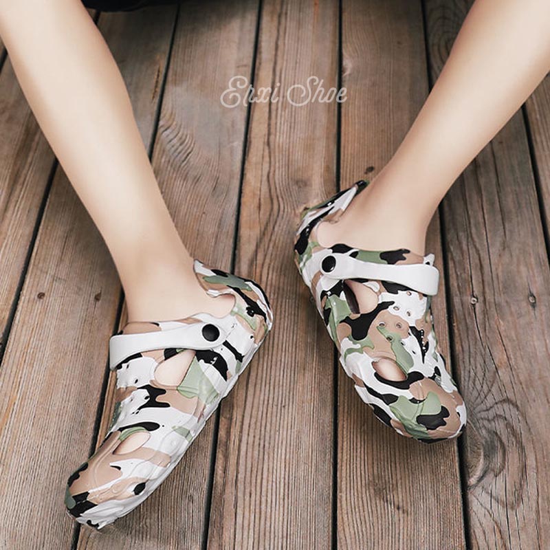 Xăng đan Chống Thấm Nước Họa Tiết Rằn Ri Cá Tính Cho Nam