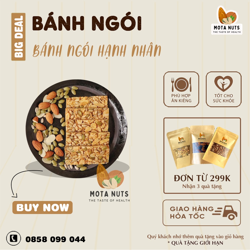 Bánh ngói hạnh nhân cao cấp MOTA - ăn kiêng - giảm cân - 250gr