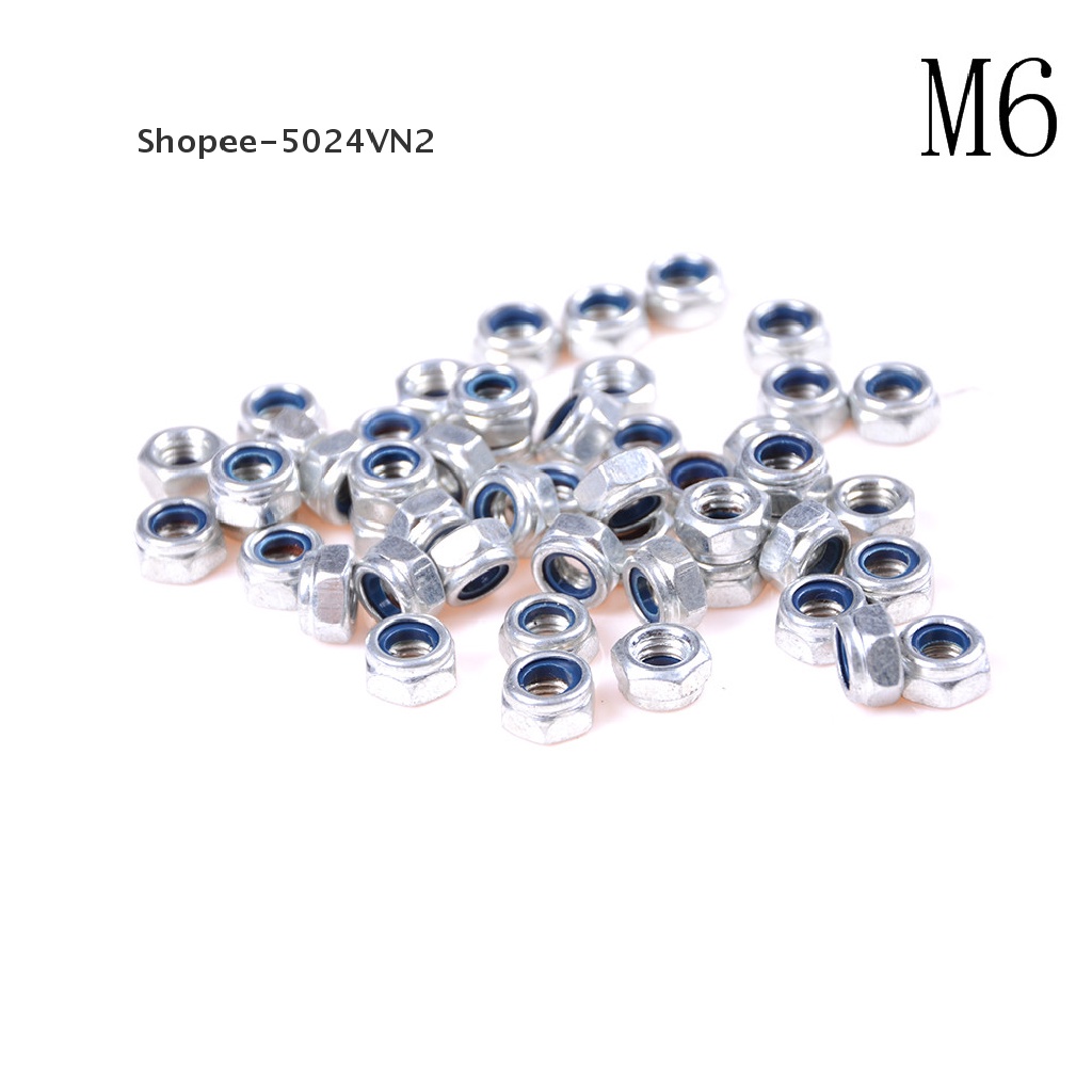 Set 50 Đai Ốc Tự Khóa DIN985 M3 M4 M5 M6 Mạ Kẽm Đa Dụng Chất Lượng Cao