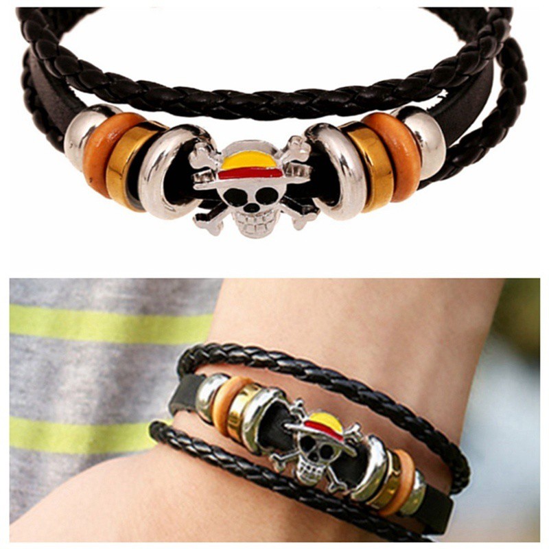 Vòng Đeo Tay Da Nhiều Tầng Phong Cách Cướp Biển Cá Tính Cho Nam