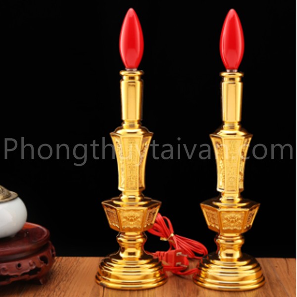 Đèn bàn thờ thân trụ cao 21cm/28cm-1 cặp