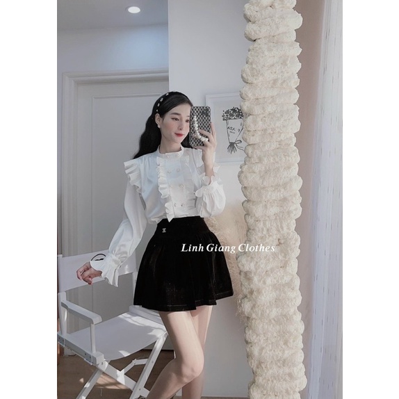 [HÀNG SẴN]ÁO SƠMI HOÀNG GIA LI BÈO cúc đôi siêu sang chảnh