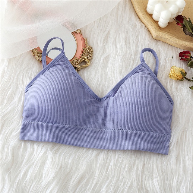 Cute Byte Áo Lót Crop Top Hai Dây Không Đường May Gợi Cảm Dễ Thương Có Đệm Tháo Rời Size S-XL Dành Cho Bạn Nữ