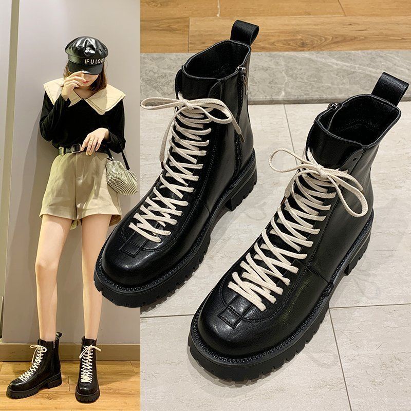 Giày Bốt Martin Cổ Thấp Phong Cách Anh Quốc Thời Trang Thu Đông Cá Tính