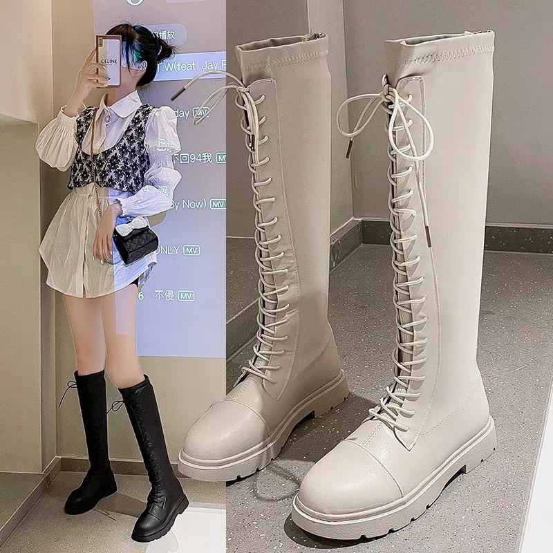 XẢ KHO (S99) Bốt đùi nữ dây buộc trước có khóa sau (mã A88 - BỐT ĐÙI)