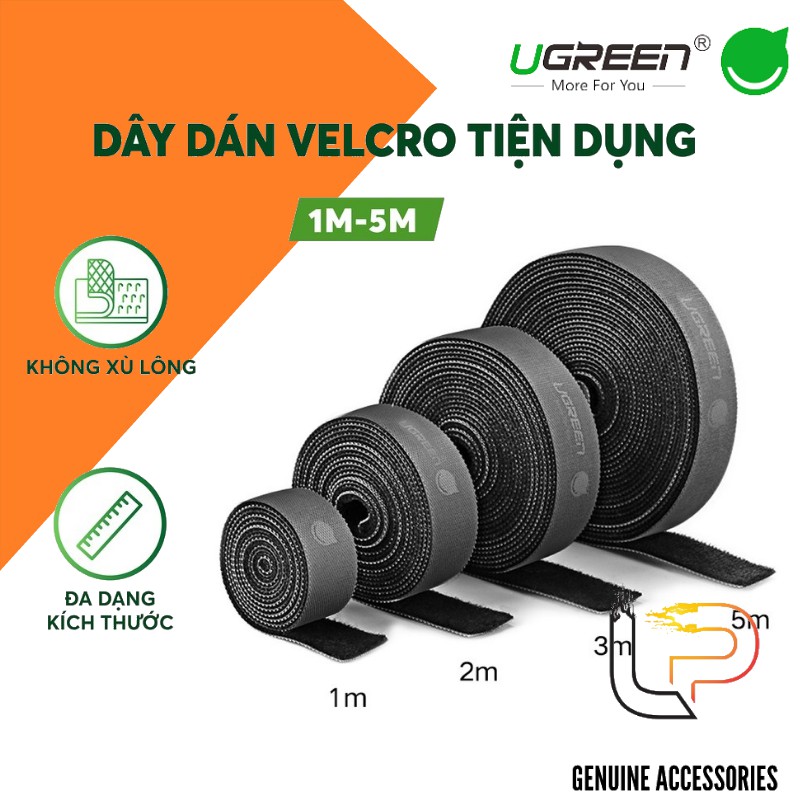 Dây Dán Velcro UGREEN Cỡ 15mm Tiện Dụng Dài 1M - 2M - 3M - 5M