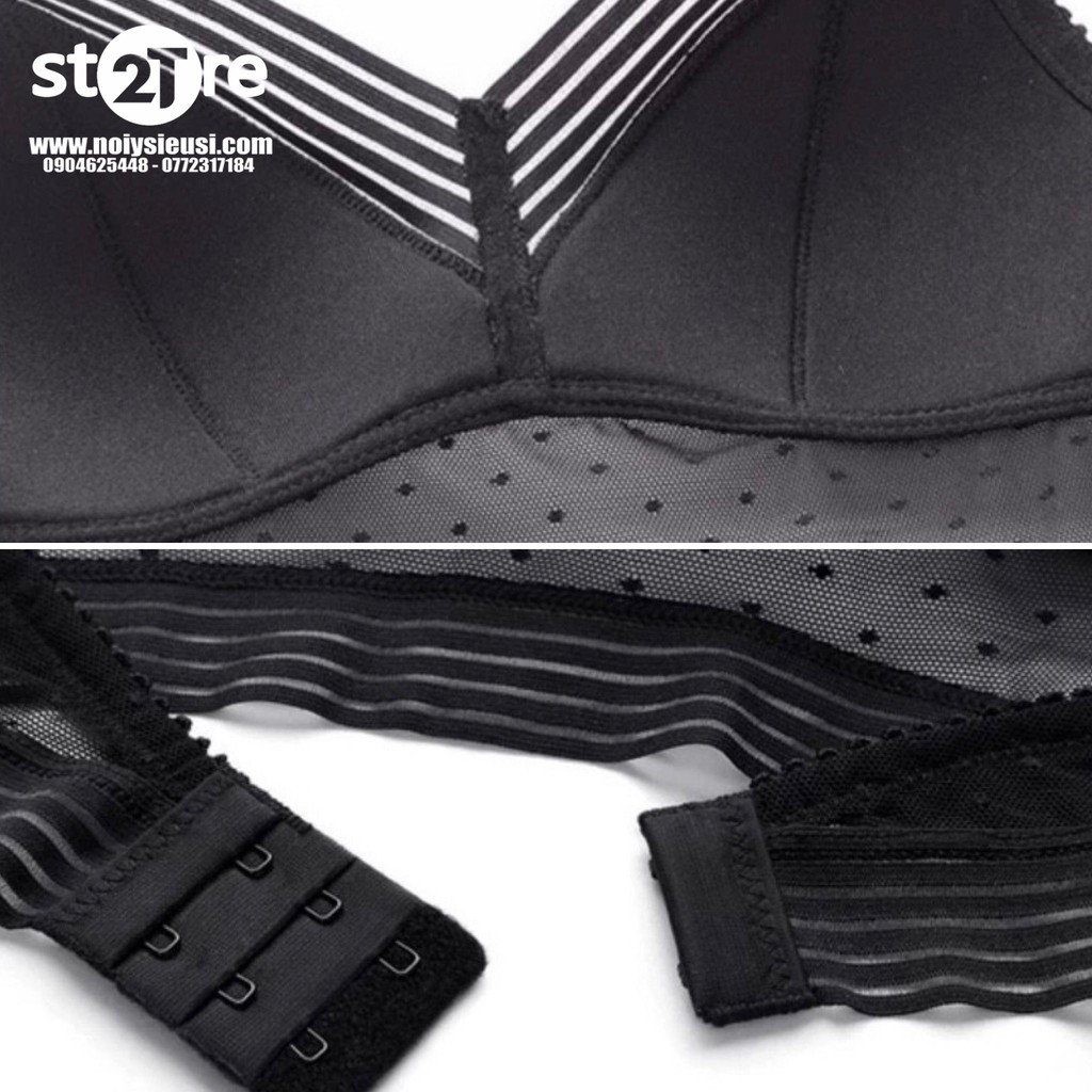 Bộ Đồ Lót Bralette 613 Ren Phối Lưới Chấm Bi Sọc Chéo Gợi Cảm Trẻ Trung