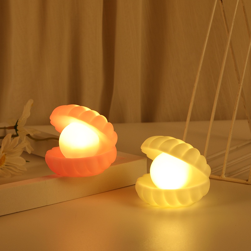 Đèn Để Bàn Trang Trí Hình Vỏ Sò Bằng Vinyl Phát Sáng Trong Đêm