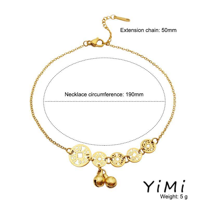 Lắc Chân Bằng Thép Titan Mạ Vàng 18K Mặt Hình Đồng Xu Thời Trang