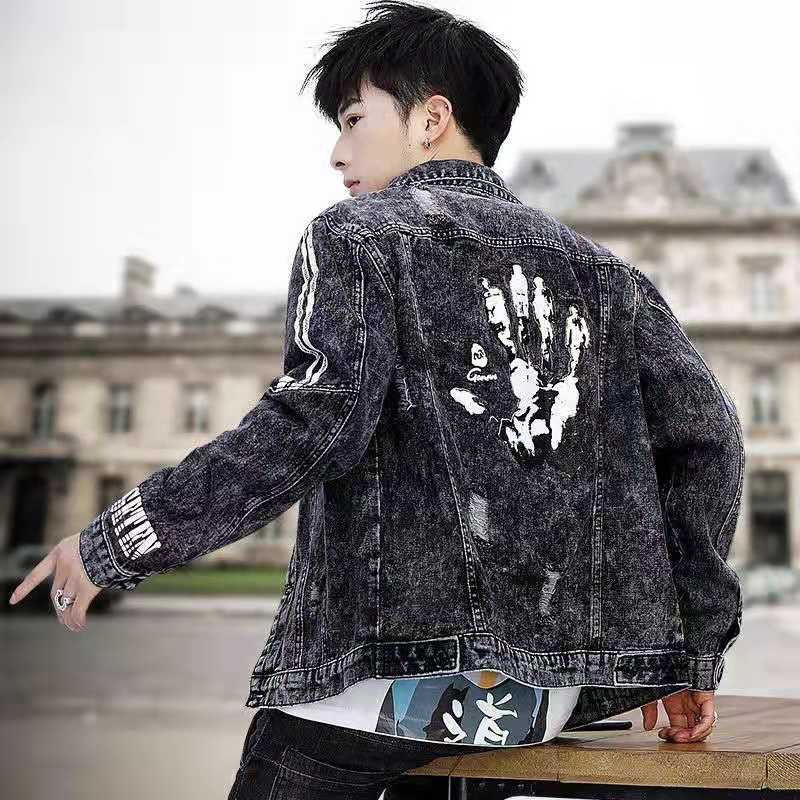 Áo khoác denim đen xám phong cách Hàn Quốc cho nam