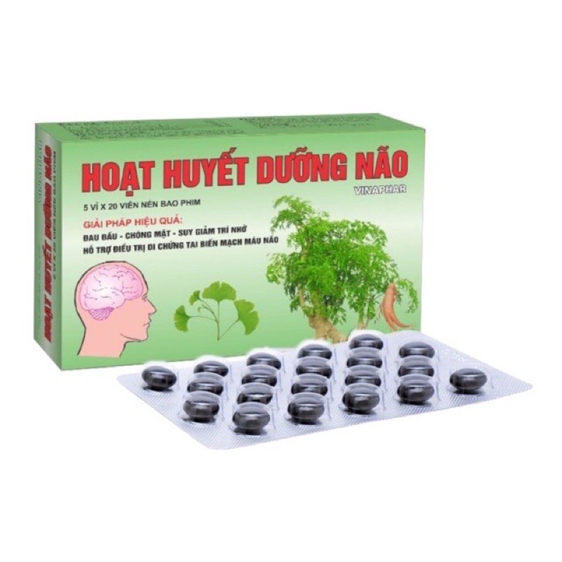 Hoạt huyết dưỡng não Vinaphar - Hộp 100 viên bao phim