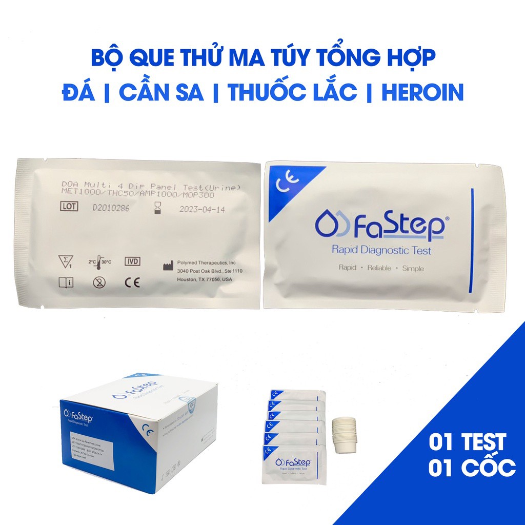 ✅ [CHÍNH HÃNG] [HỘP 25 BỘ] Bộ Kit Xét Nghiệm Nhanh Chất Gây Nghiện- Fastep (USA) (Nước Tiểu), Chính xác 99% -VT0776