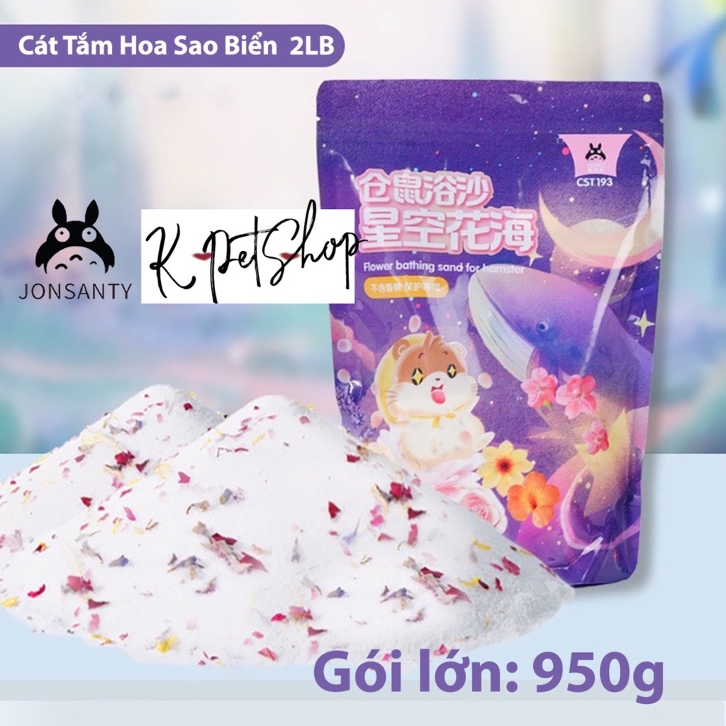Cát tắm khô chuột hamster hoa sao biển hãng JONSANTY cát silica tự nhiên hoa thảo mộc giảm stress hamster 950gr CST193