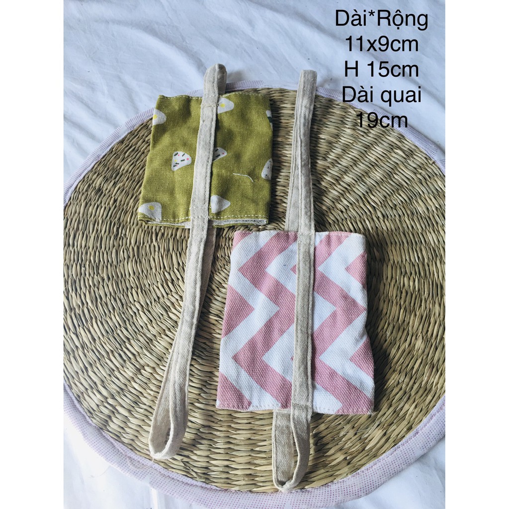 Túi Bọc Chai Nước Bằng Vải Tiện Lợi, kích thước: dài*rộng 16cm*9cm, quai 19cm,có ảnh thật