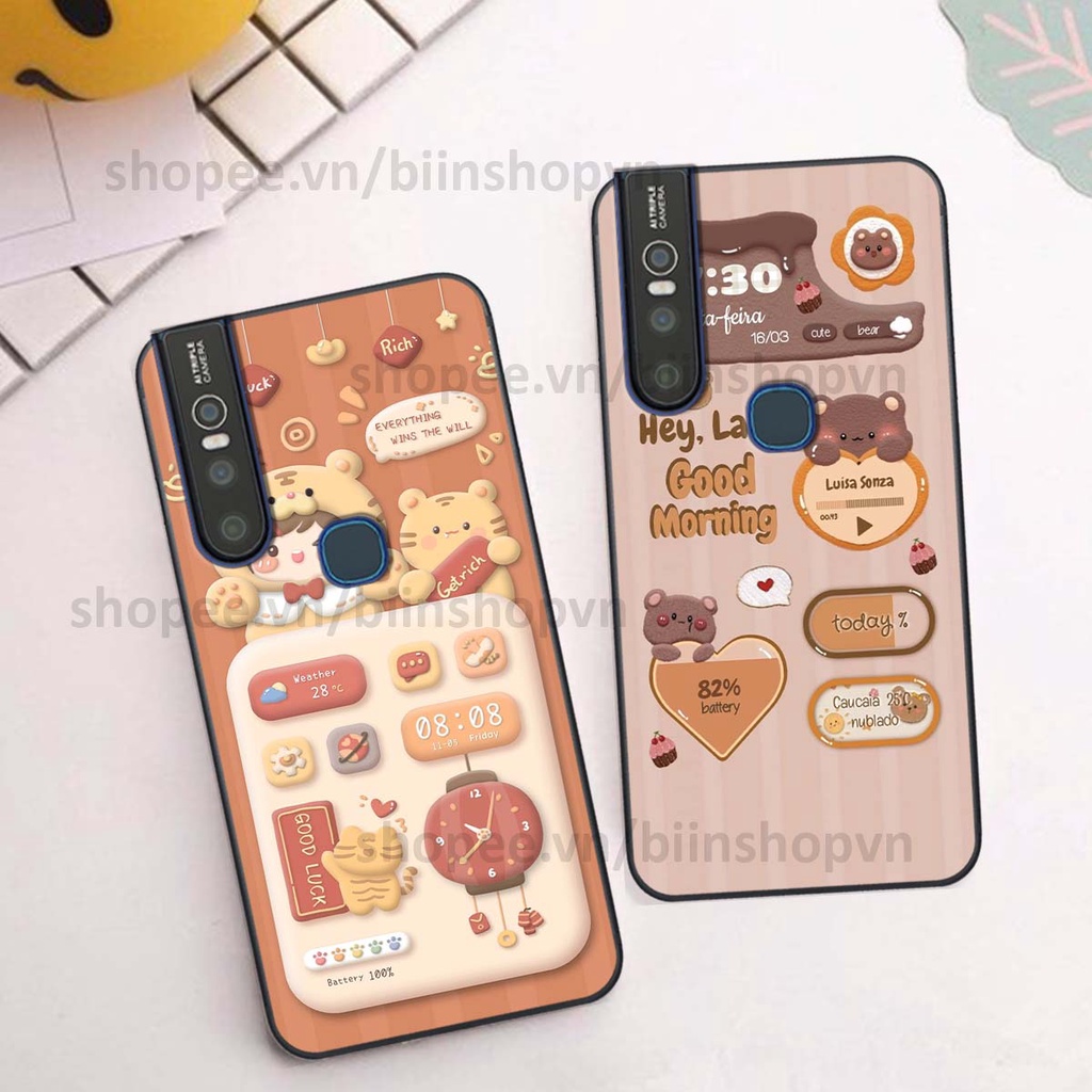 Ốp Vivo V15 / V15 Pro in 3D icon gấu nổi siêu xinh, siêu đáng yêu, cá tính phong cách