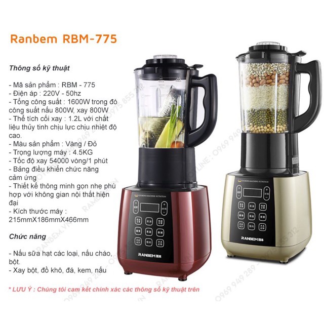 Máy xay nấu đa năng Ranbem RBM775 chính hãng chac