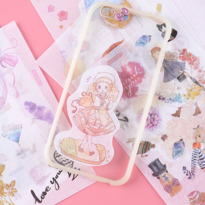 Set 6 tấm sticker giấy washi 15 x 10 nhiều mẫu tự chọn