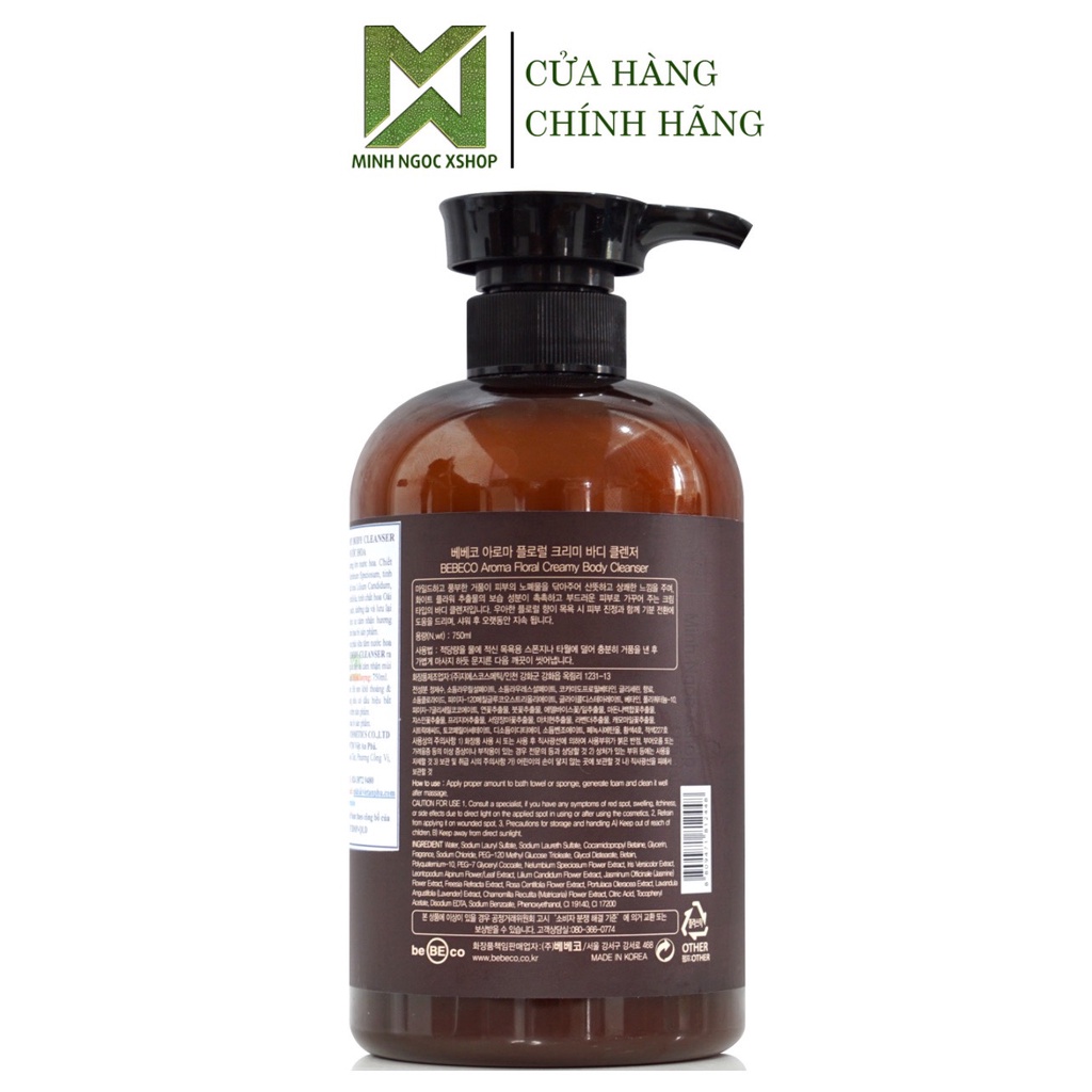 Sữa tắm BEBECO AROMA FLORAL CREAMY BODY CLEANSER hương nước hoa thơm quyến rũ 750ml