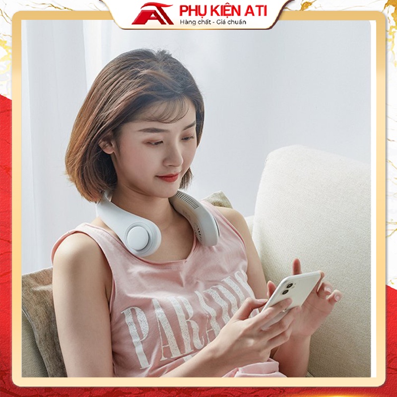 Quạt đeo cổ mini không cánh tích điện thổi 360 độ có 3 chế độ gió pin sạc thông minh dáng thể thao - Phụ kiện ATI