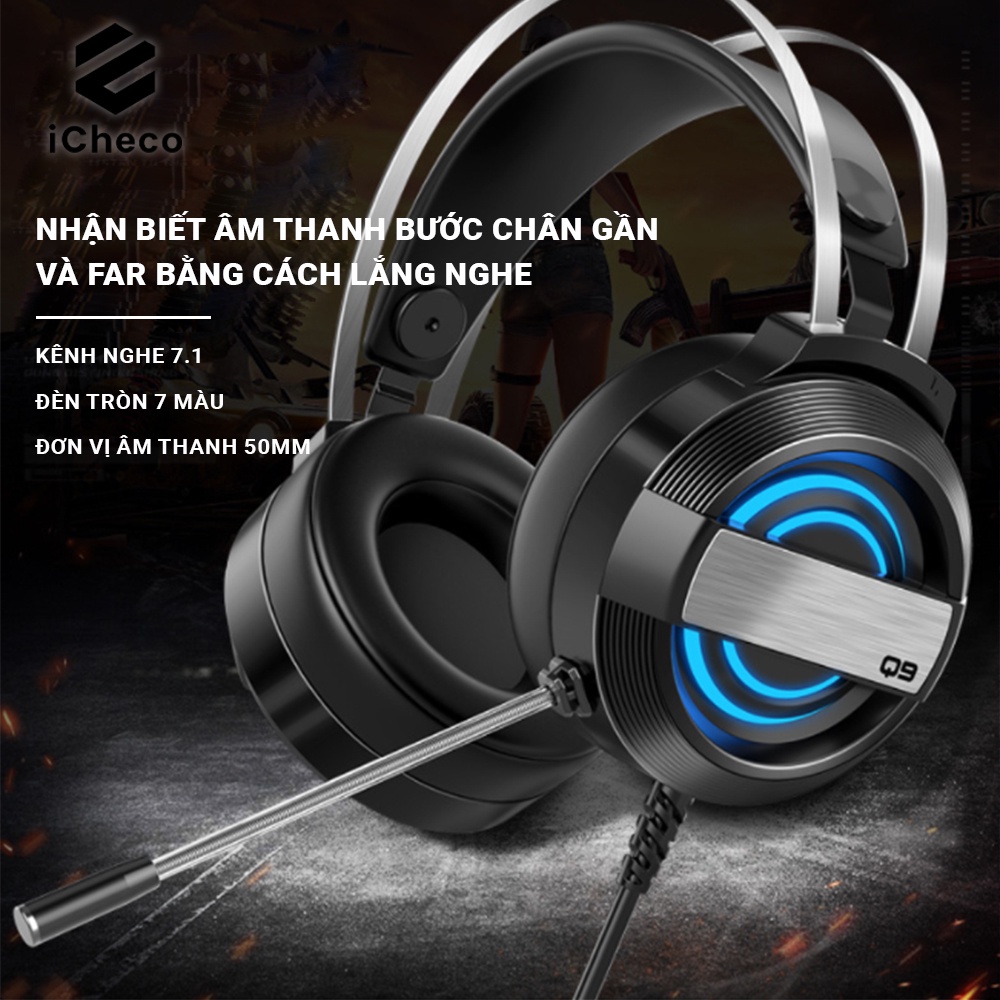 Tai nghe chụp tai gaming ICHECO TWI09 headphone có dây và mic cho game thủ