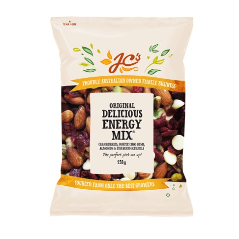 Hạt dinh dưỡng &amp; trái cây khô HỮU CƠ giàu năng lượng Delicious Energy Mix JC's Quality Foods - Bịch 150g