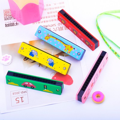 1 Kèn Harmonica Gỗ 16 Lỗ Màu Sắc Ngẫu Nhiên Cho Bé