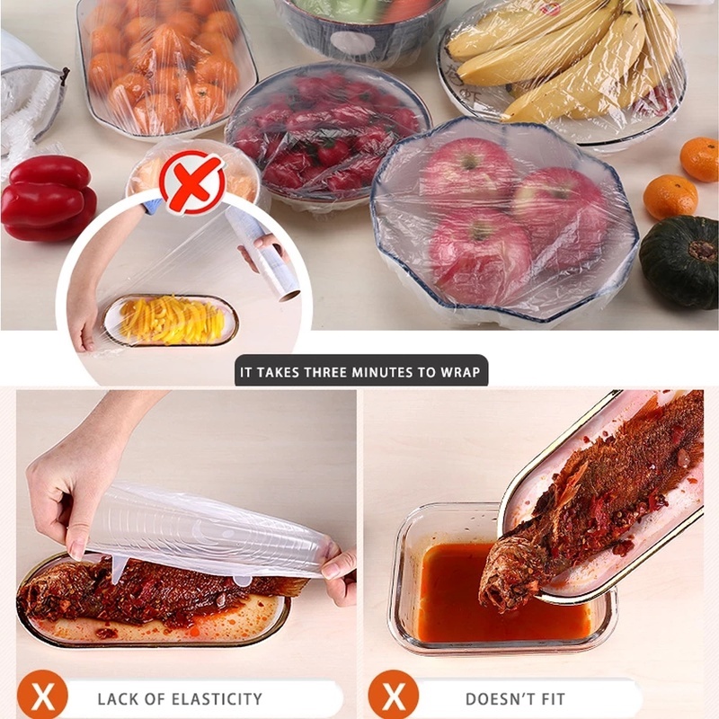 Set 100 Màng Bọc Thực Phẩm Trong Suốt Chống Rách Sử Dụng Một Lần
