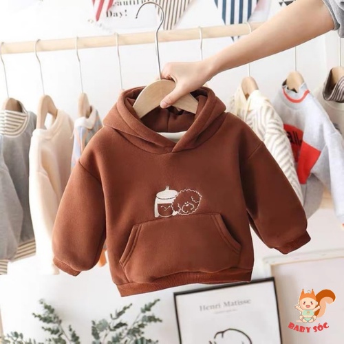 Áo nỉ bông hoodie cho bé trai và bé gái , Áo nỉ in hình ngộ nghĩnh cho bé Từ 6-28kg - BABY SÓC