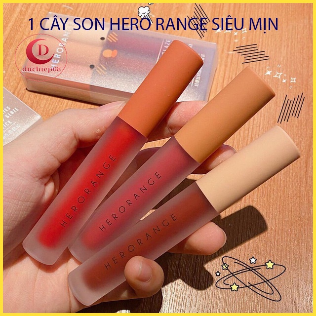 [FREE SHIP] Son Kem Lì Hero Orange Thiết Kế Vỏ Trong Suốt