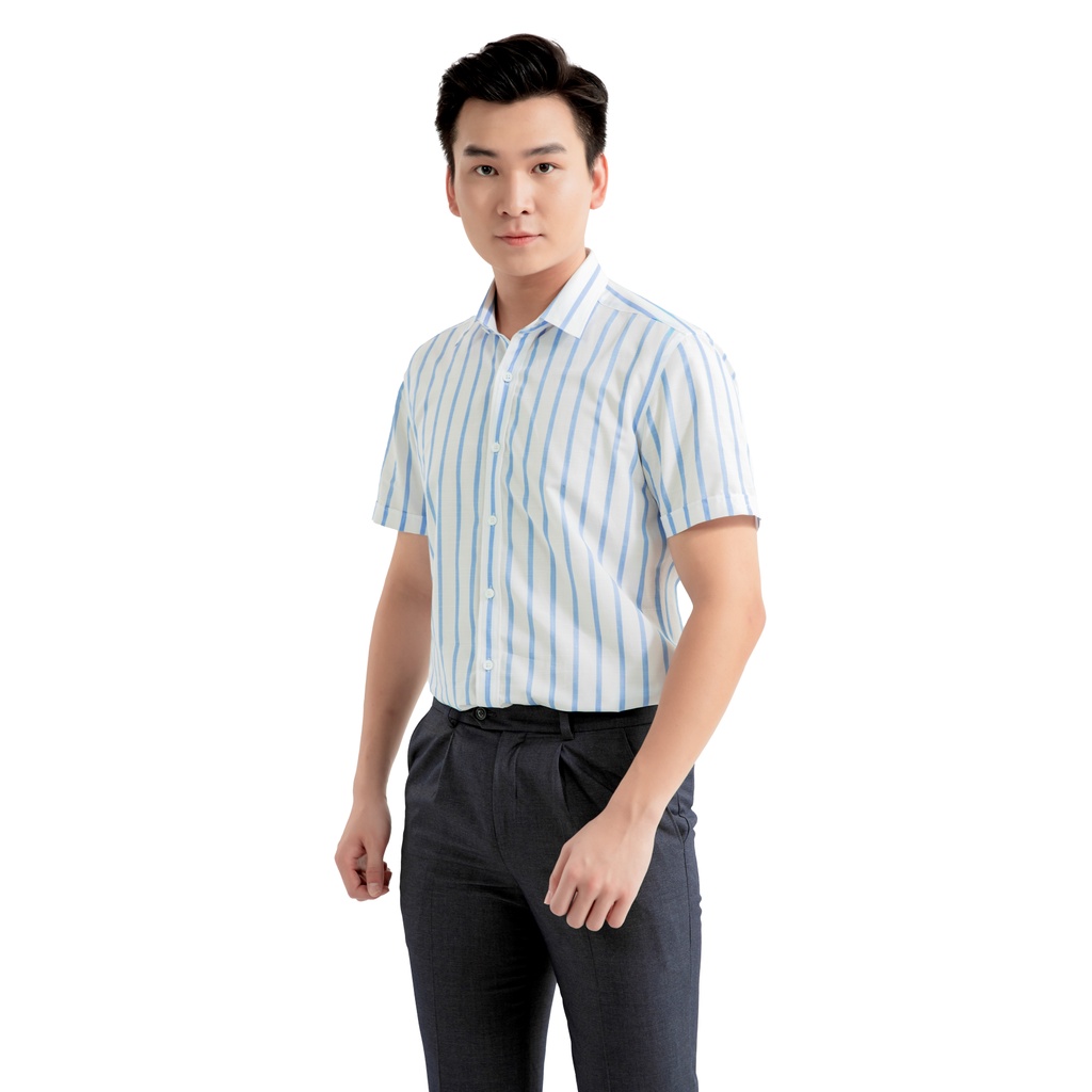 Áo sơ mi nam ngắn tay ARISTINO dáng ôm nhẹ slim fit tà lượn - ASS022S1