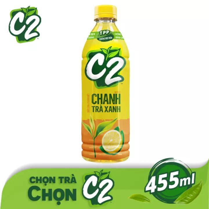 Thùng 24 Chai Trà Xanh C2 Hương Chanh Bao Bì Xuân Chai Nhựa 455ml Date Luôn Mới