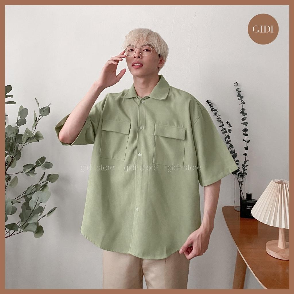 Áo Sơ mi RENI Nam Nữ tay lỡ Unisex 2 túi - vải nhung tăm mềm mịn form rộng OVERSIZE vải mềm, thoáng mát không nhăn | BigBuy360 - bigbuy360.vn