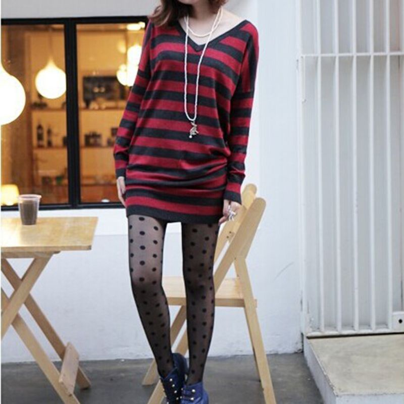 Youyo Quần Tất Sợi Acrylic Mỏng Xuyên Thấu Gợi Cảm Chấm Bi Lớn Ngọt Ngào Cho Nữ