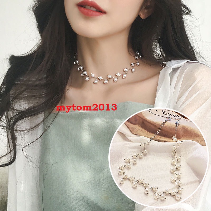 Vòng cổ choker ngọc trai nhân tạo xinh xắn thời trang cho nữ